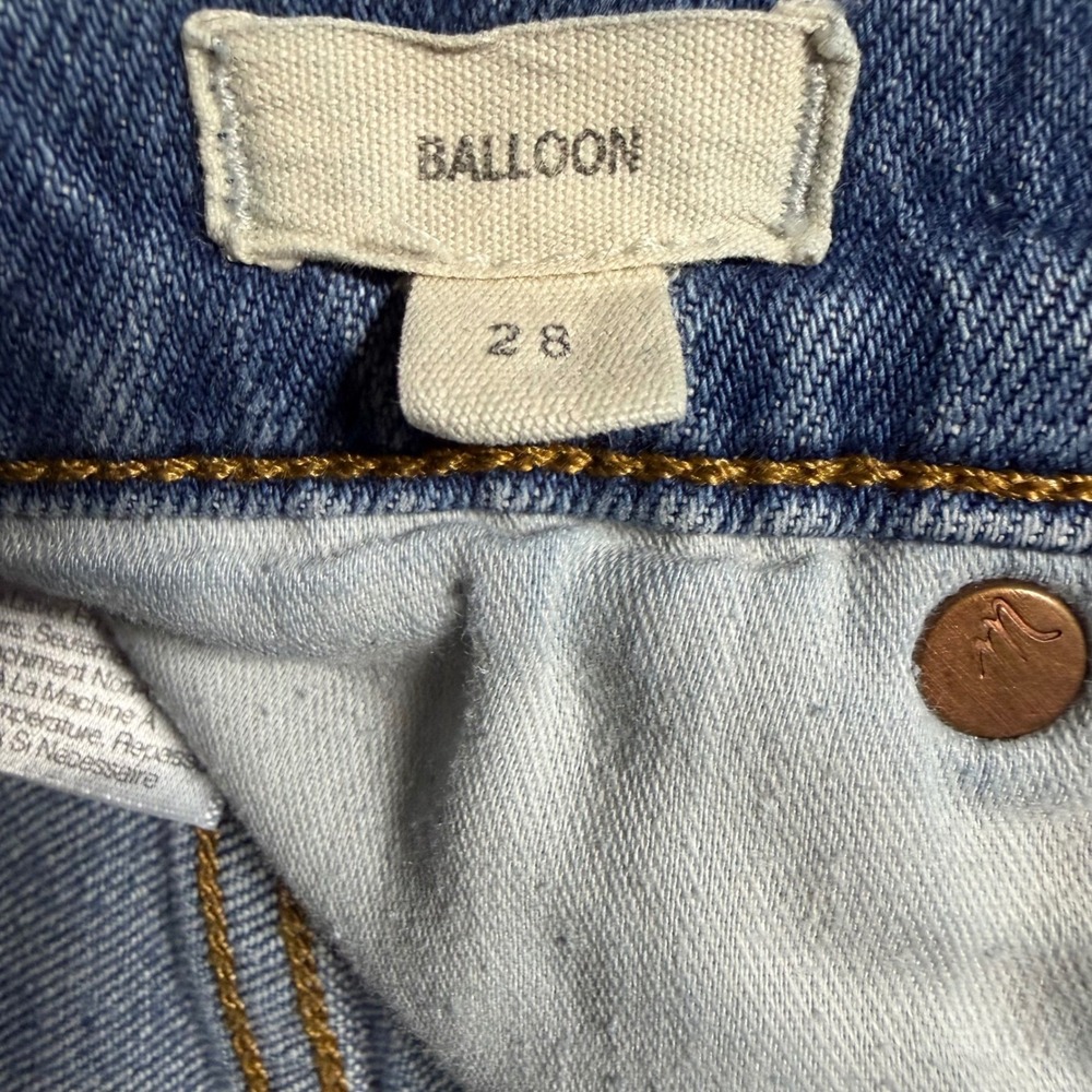 Madewell Balloon Jeans Medium Wash Distressed Raw Hem Women's Size 28 - Picture 4 of 6